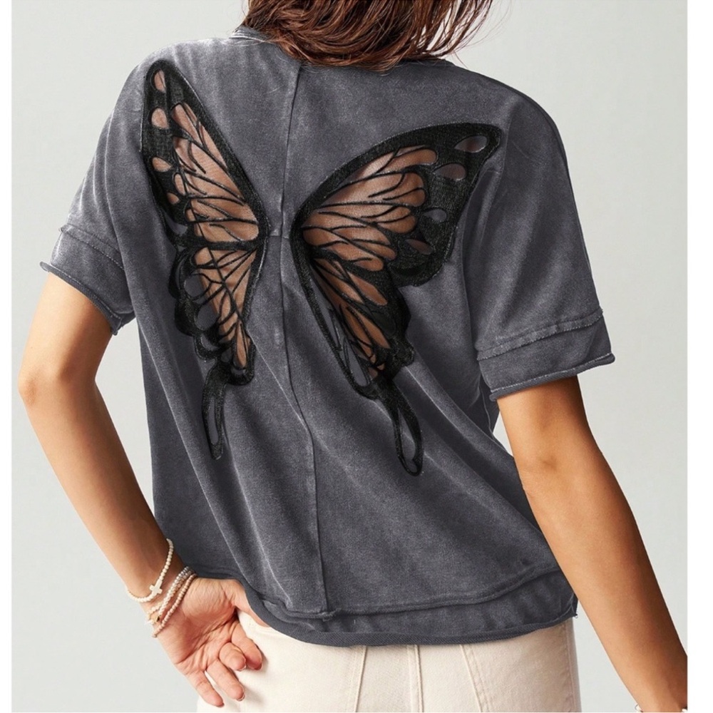 Mineral Wash Oversized Semi Sheer Loose Fit Short Sleeve Top S M L XL